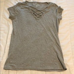 Hollister Grey T-shirt with a crossed front